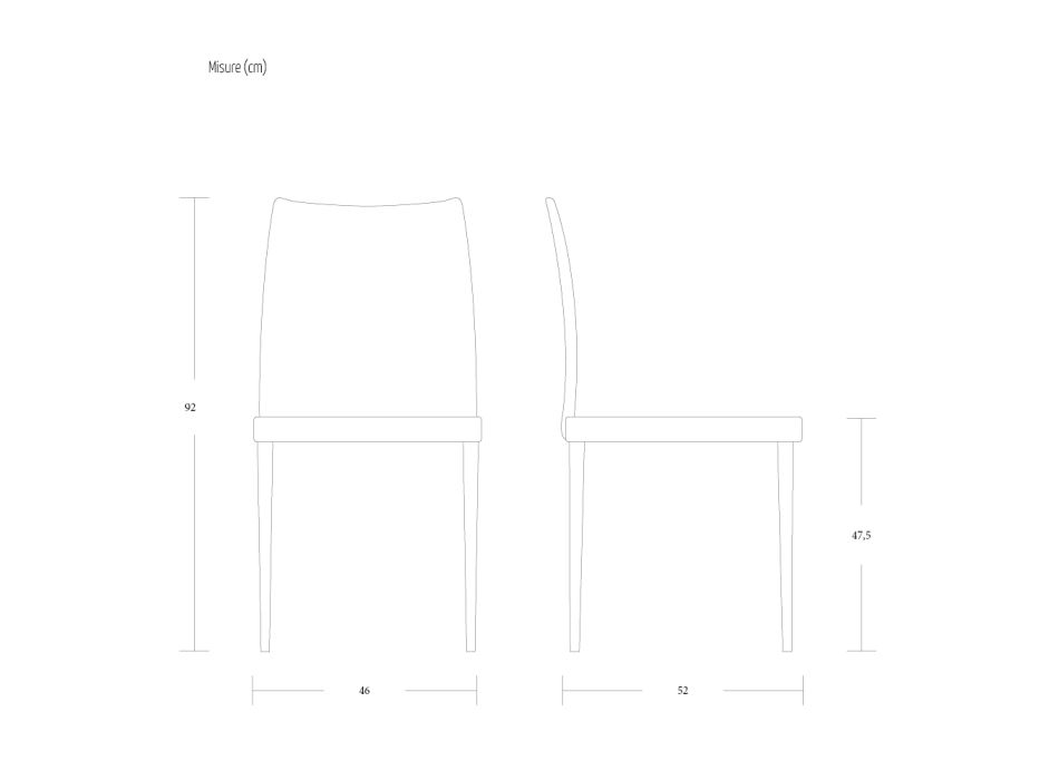 Chaise de salon moderne en métal et éco-cuir 2 pièces Made in Italy - Dorien Viadurini