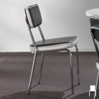 Chaise de style années 50 en simili cuir graffiti et bordure blanche Unica Viadurini