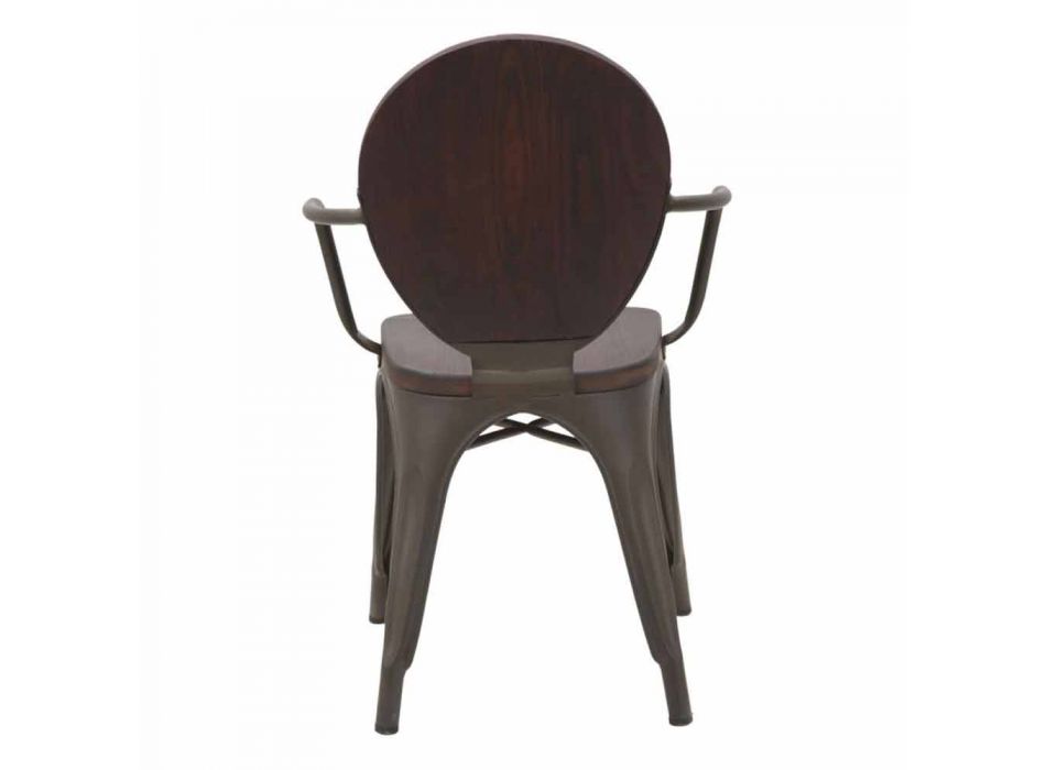 Chaise de style industriel de design moderne en fer et bois, 2 pièces - Delia Viadurini