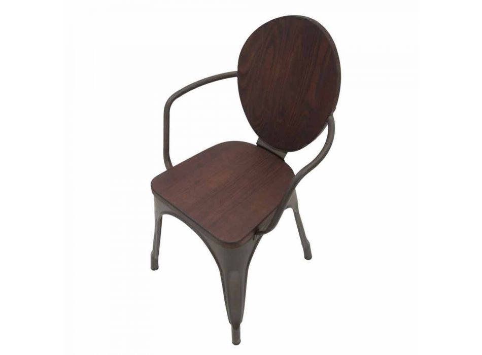 Chaise de style industriel de design moderne en fer et bois, 2 pièces - Delia Viadurini