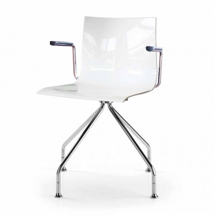 Chaise de bureau avec accoudoirs en acier et siège recyclé coloré - Verenza Viadurini