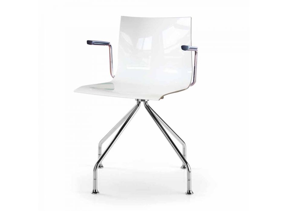 Chaise de bureau avec accoudoirs en acier et siège recyclé coloré - Verenza Viadurini