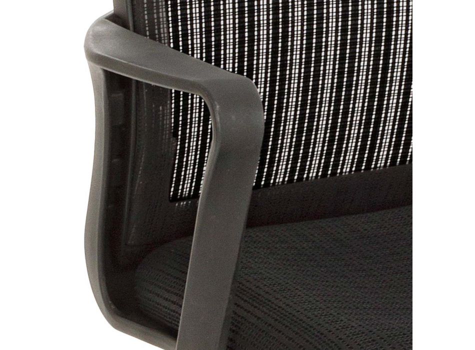 Chaise de bureau avec repose-tête et accoudoirs en acier et tissu maillé - Amolia Viadurini