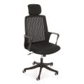 Chaise de bureau avec repose-tête et accoudoirs en acier et tissu maillé - Amolia