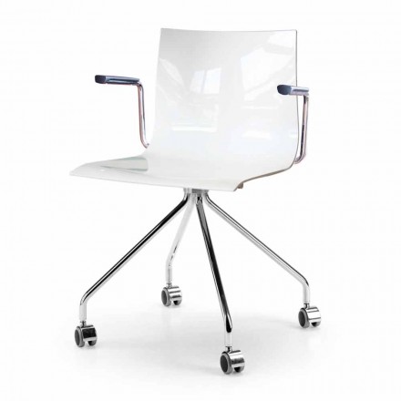 Chaise de Bureau Pivotante avec Accoudoirs et Roulettes Design Italien Coloré - Verenza Viadurini