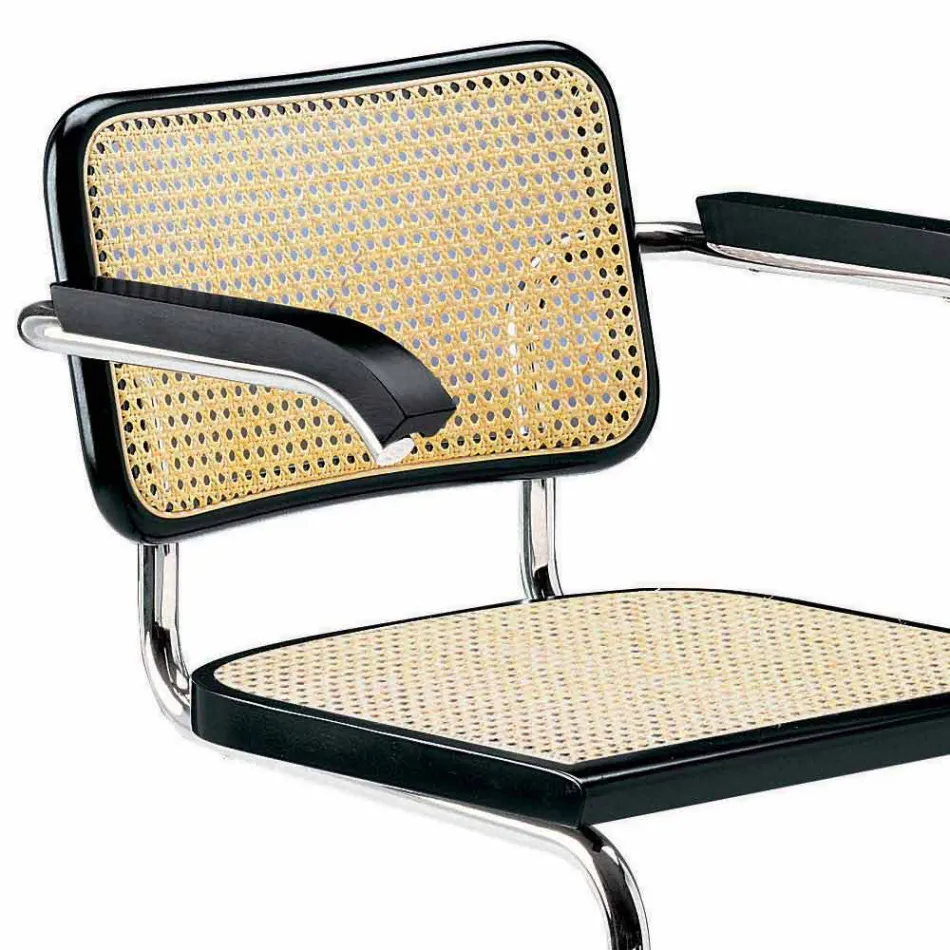 Chaise de bureau en paille avec structure en acier et bois Made in Italy - Baviera Viadurini