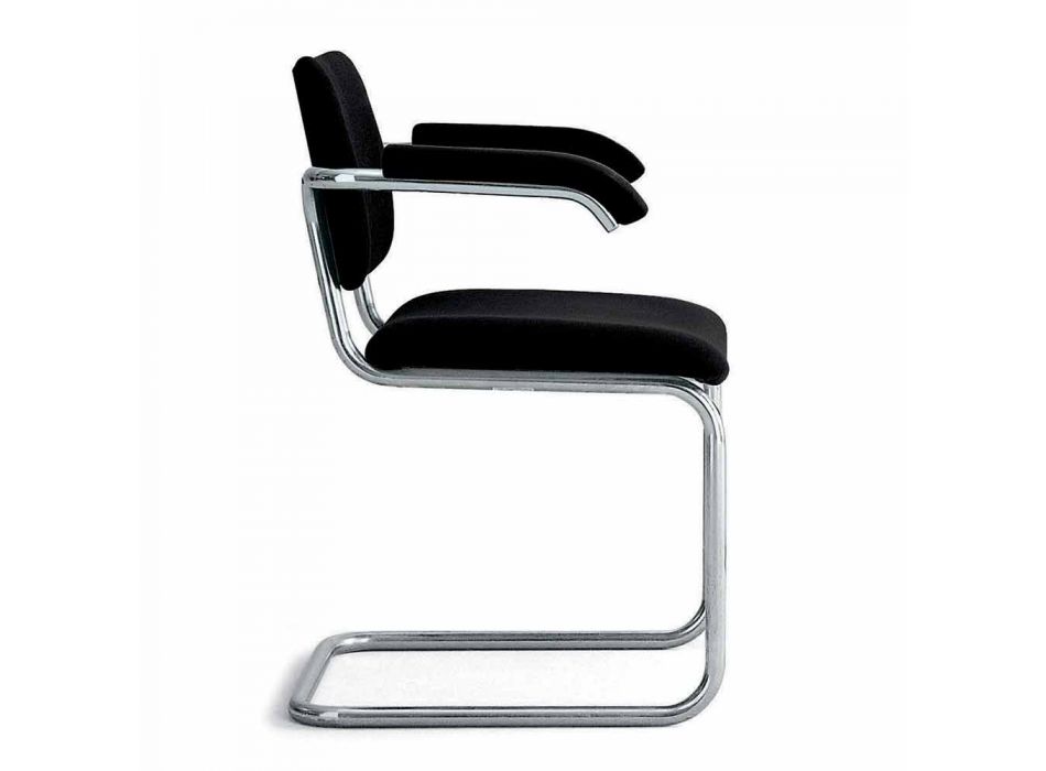 Chaise de Bureau en Cuir avec Structure en Acier Chromé Made in Italy - Octant Viadurini