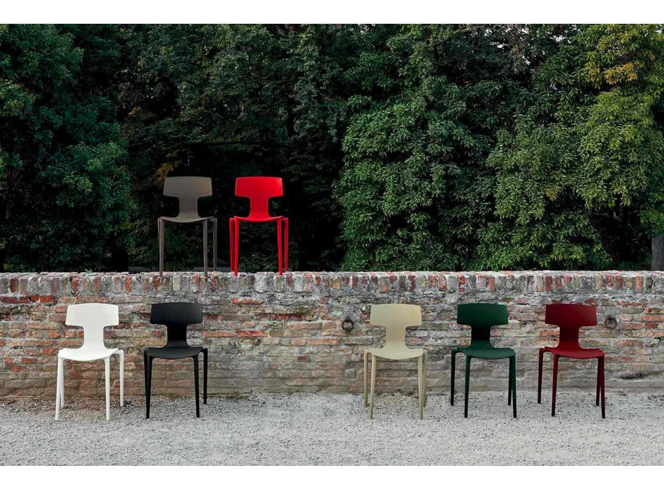 Chaises empilables d'extérieur en polypropylène fabriquées en Italie, 4 pièces - Claribel Viadurini