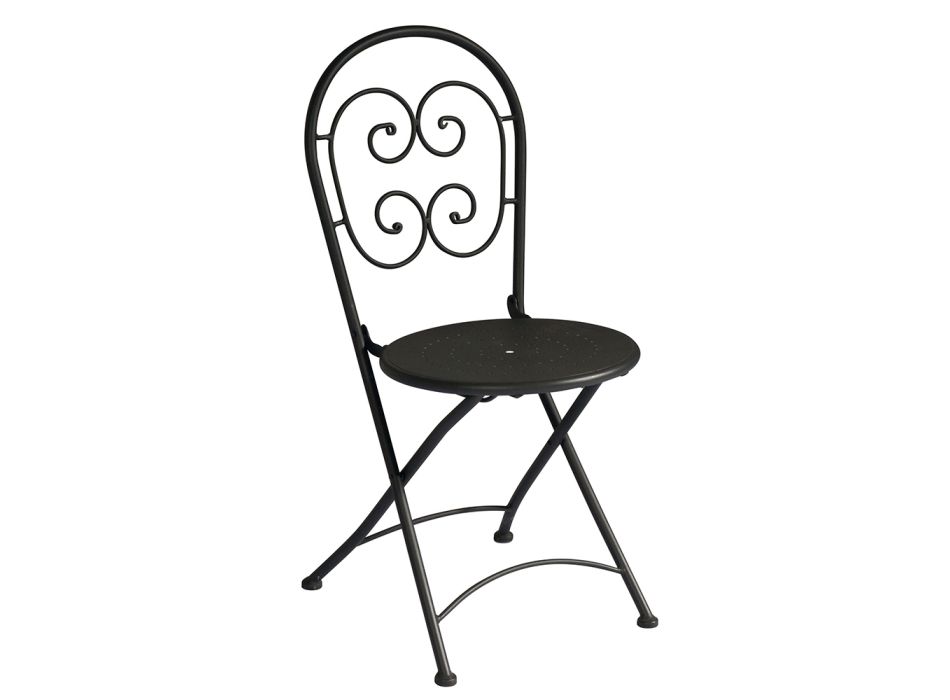 Chaise d'extérieur pliante en fer gris anthracite 2 pièces - Baccard Viadurini