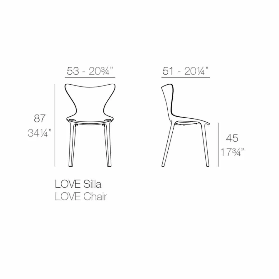 Chaises de jardin design empilables en polypropylène 4 pièces - Love by Vondom Viadurini