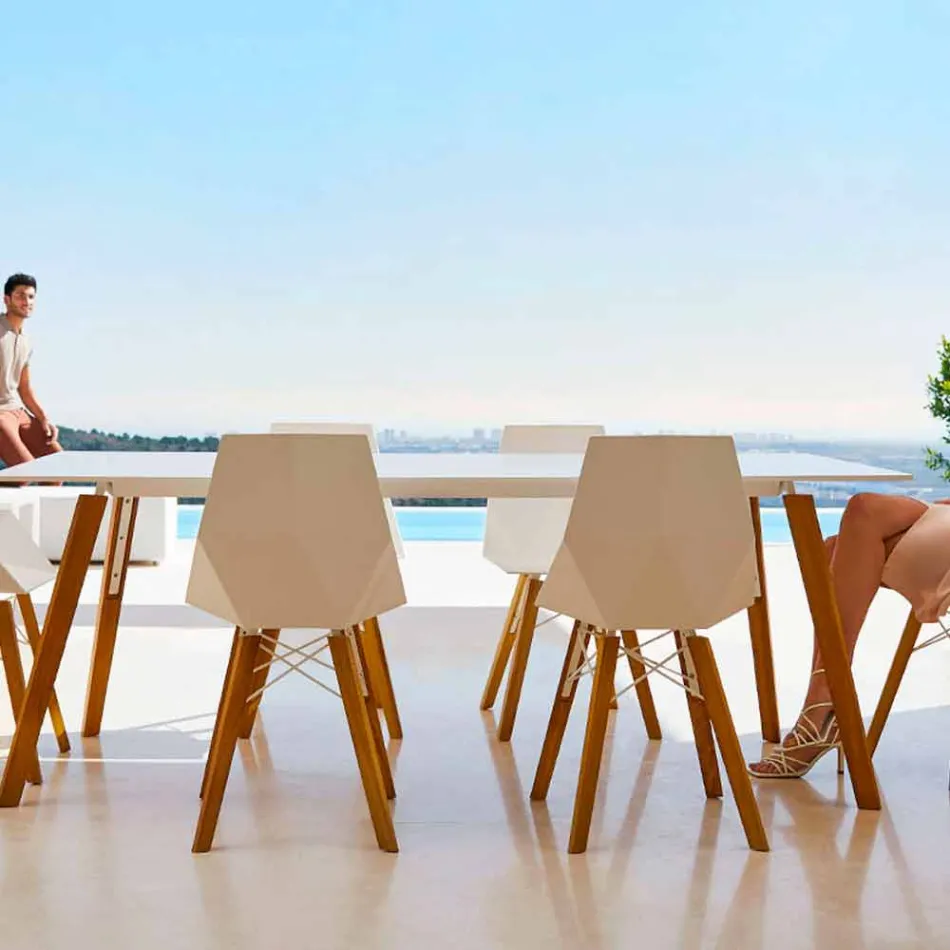 Chaises de salon ou de cuisine en polypropylène et bois - Faz Wood par Vondom Viadurini