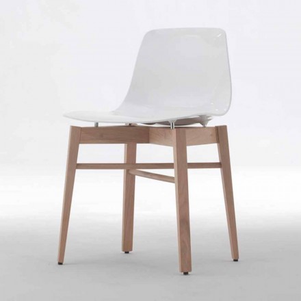 Chaises Design Moderne 2 Pièces Bois Chêne et Plastique Blanc - Langoustine Viadurini
