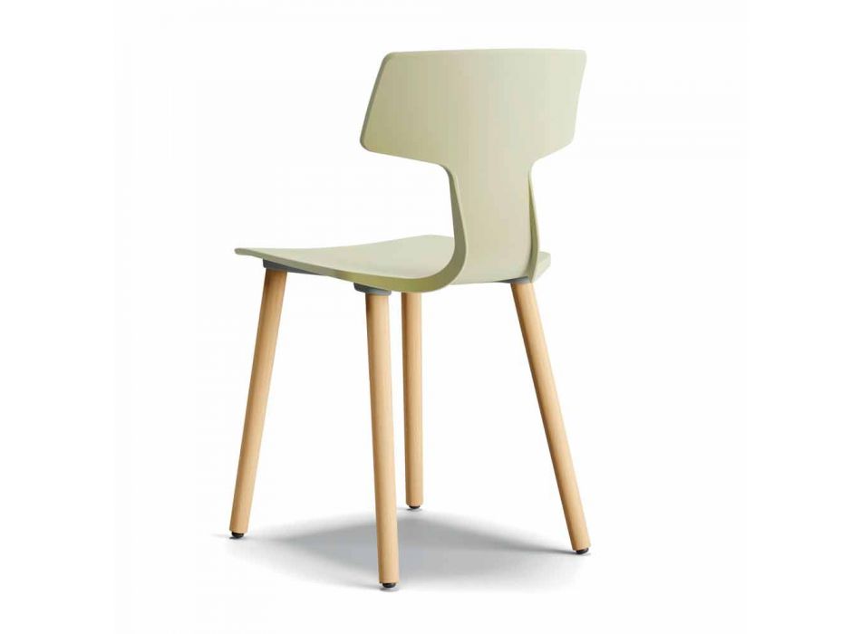 Made in Italy Chaises de salle à manger en bois et polypropylène, 2 pièces - Clover Viadurini