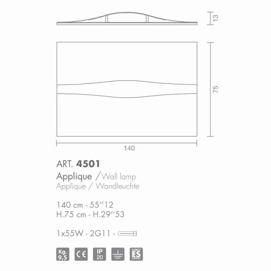 Selene Art &amp; Light bougeoir avec des panneaux texturés 140xH75 cm Viadurini