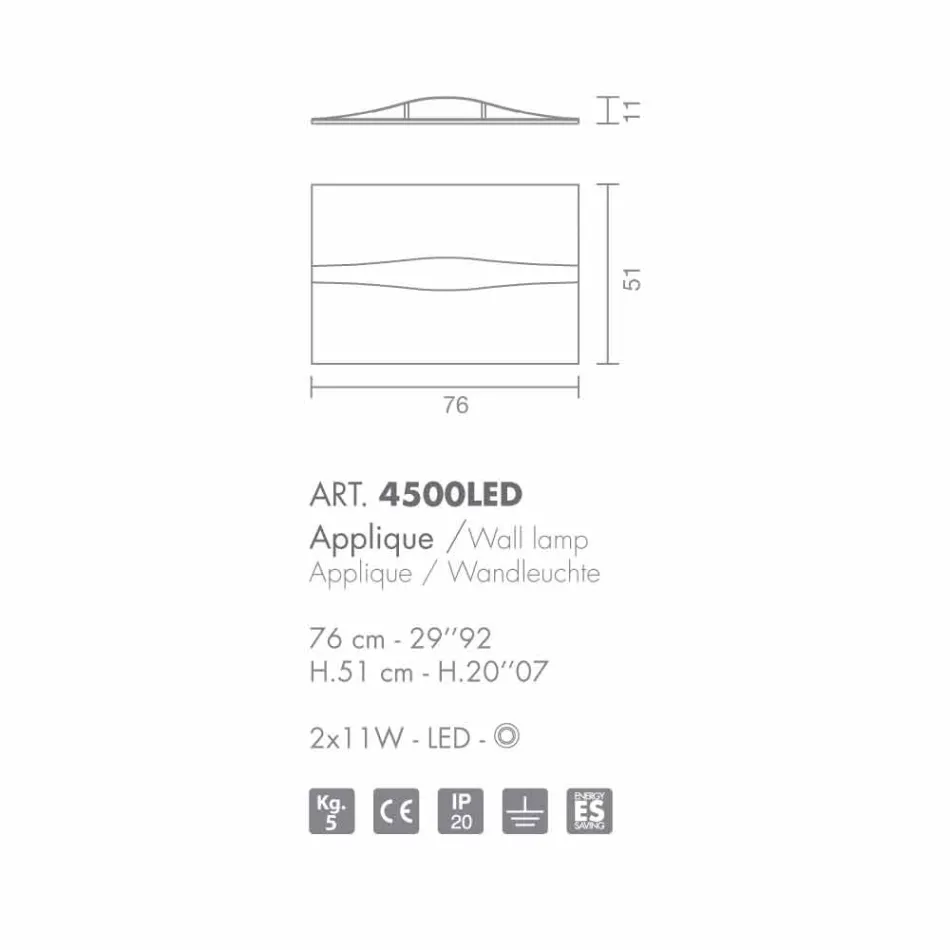 Selene Art &amp; lumière avec des panneaux appliques texture faits à la main Viadurini