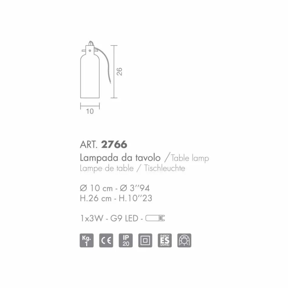 Selene Bossa Nova lampe de table Ø10 H 26cm à l&#39;ambre verre soufflé Viadurini