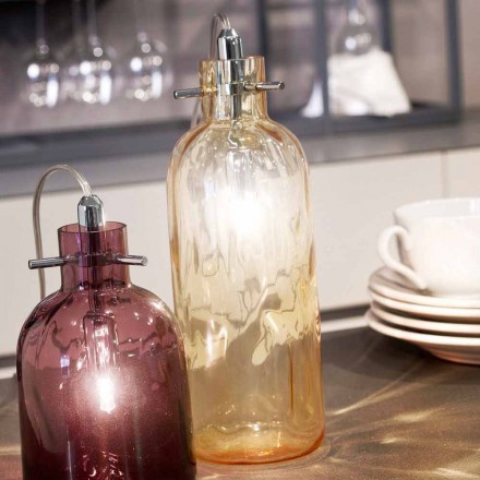 Selene Bossa Nova lampe de table Ø10 H 26cm à l&#39;ambre verre soufflé Viadurini