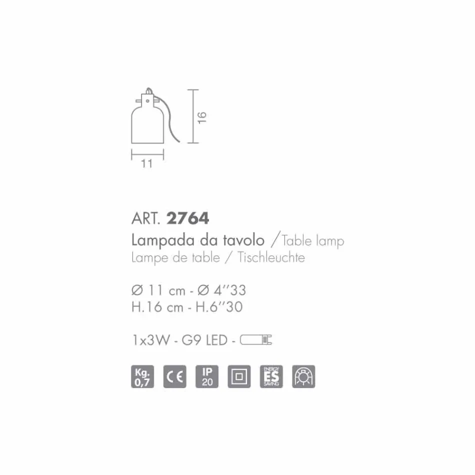 Selene Bossa Nova lampe de table Ø11 H16cm, améthyste en verre soufflé Viadurini