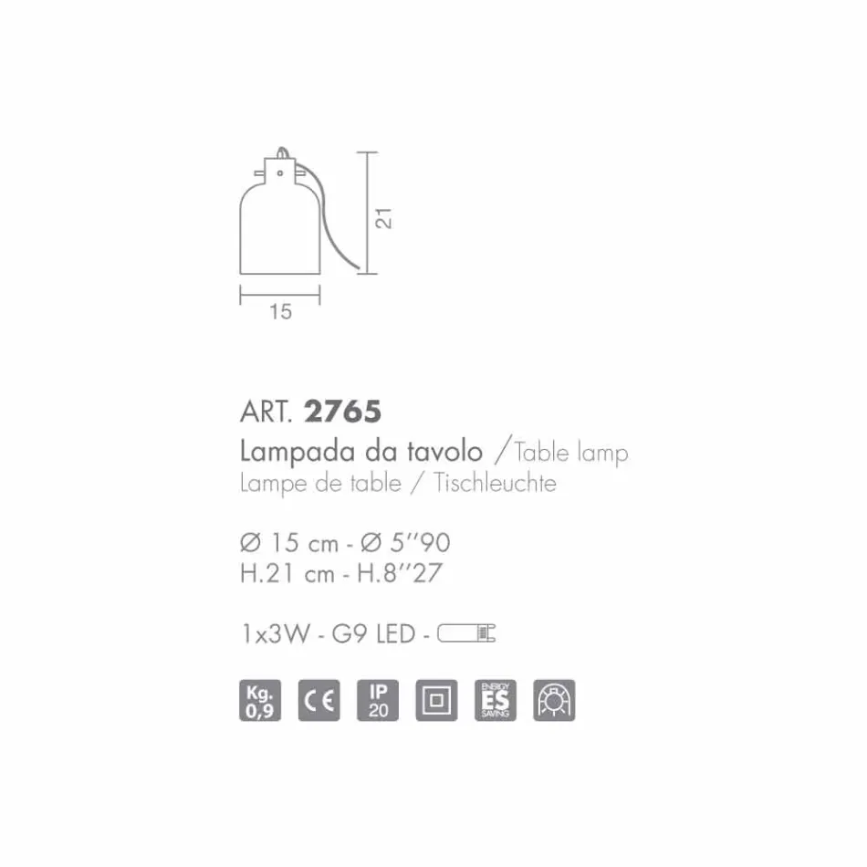 Selene Bossa Nova lampe de table Ø15 H 21cm à l&#39;ambre verre soufflé Viadurini