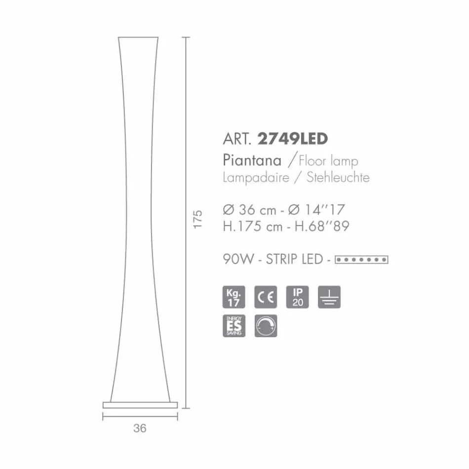 Selene Hourglass lampadaire en verre soufflé H175cm Ø36 Viadurini