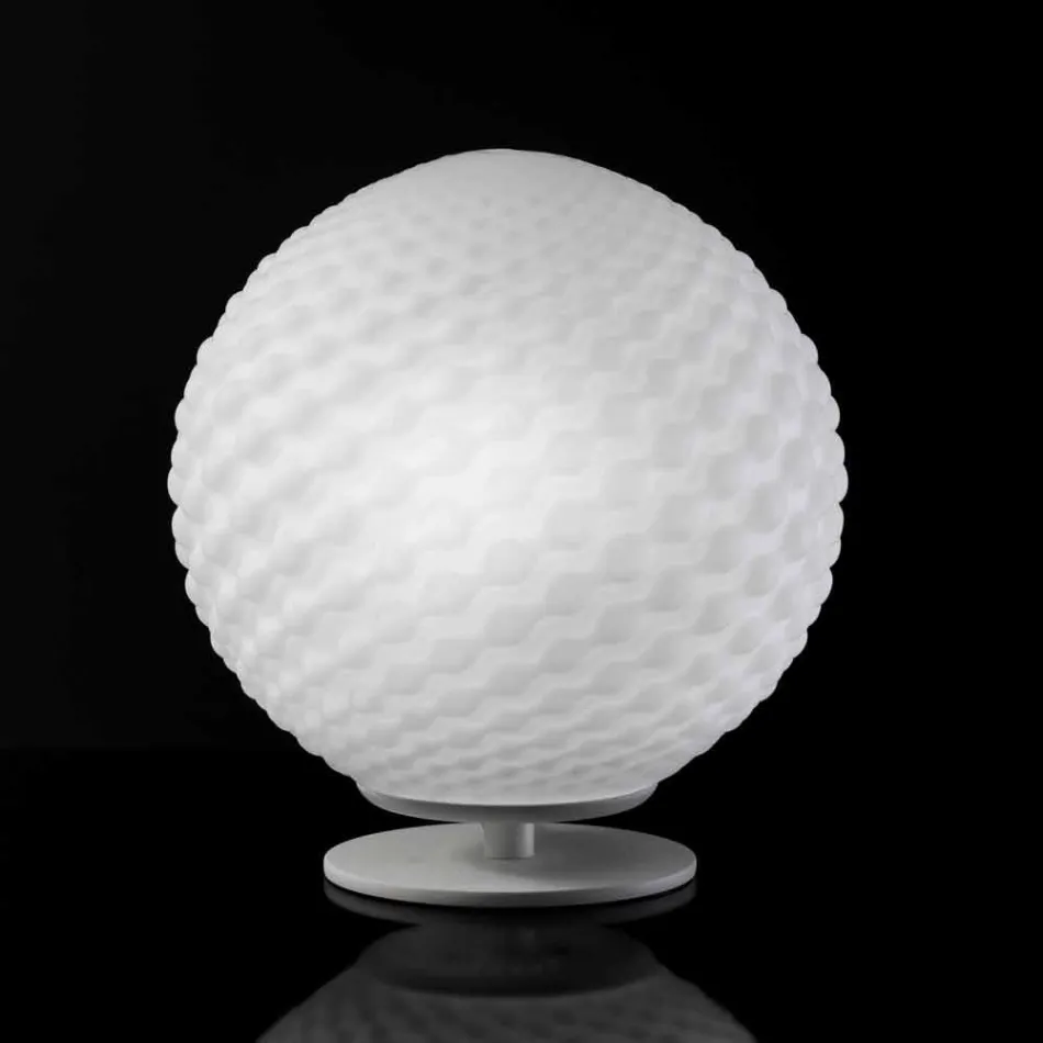 Selene Domino de lampe de table en verre soufflé blanc Ø27 ​​H 30cm Viadurini