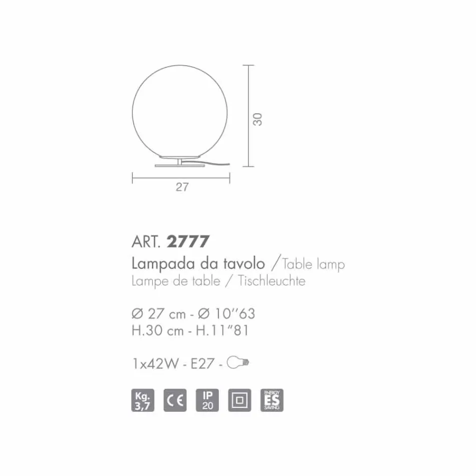 Selene Domino de lampe de table en verre soufflé blanc Ø27 ​​H 30cm Viadurini