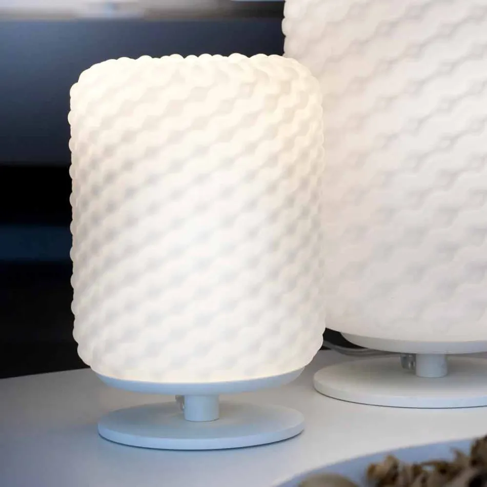 Selene lampe de table Domino Ø15 H22cm, verre soufflé à la main Viadurini