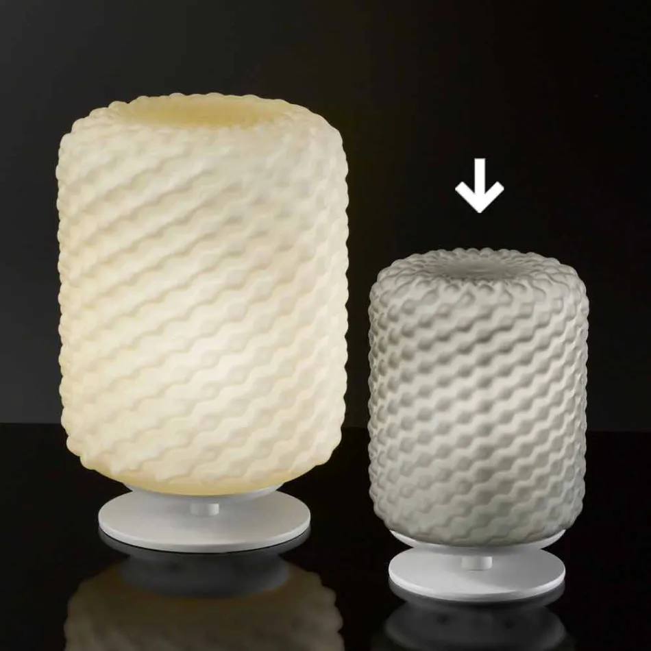 Selene lampe de table Domino Ø15 H22cm, verre soufflé à la main Viadurini