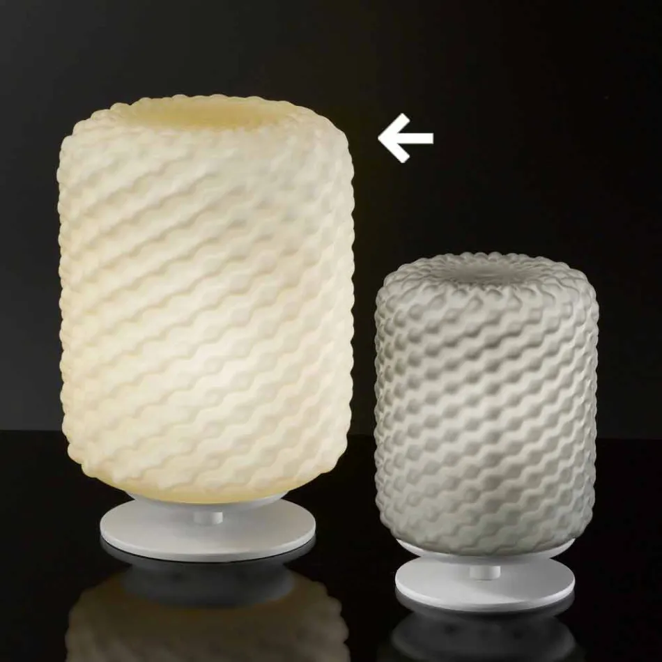 Selene lampe de table Domino Ø21 H30cm, verre soufflé made in Italy Viadurini
