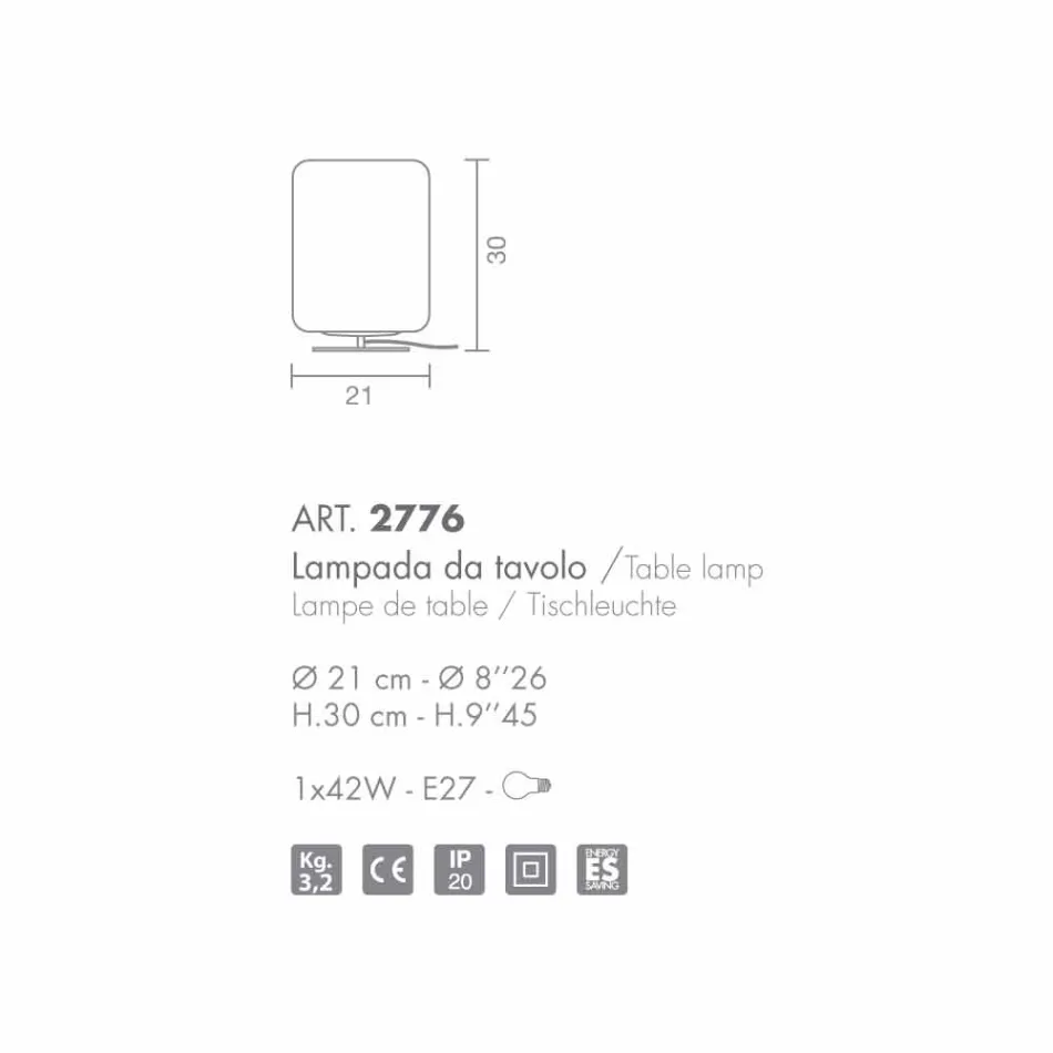 Selene lampe de table Domino Ø21 H30cm, verre soufflé made in Italy Viadurini