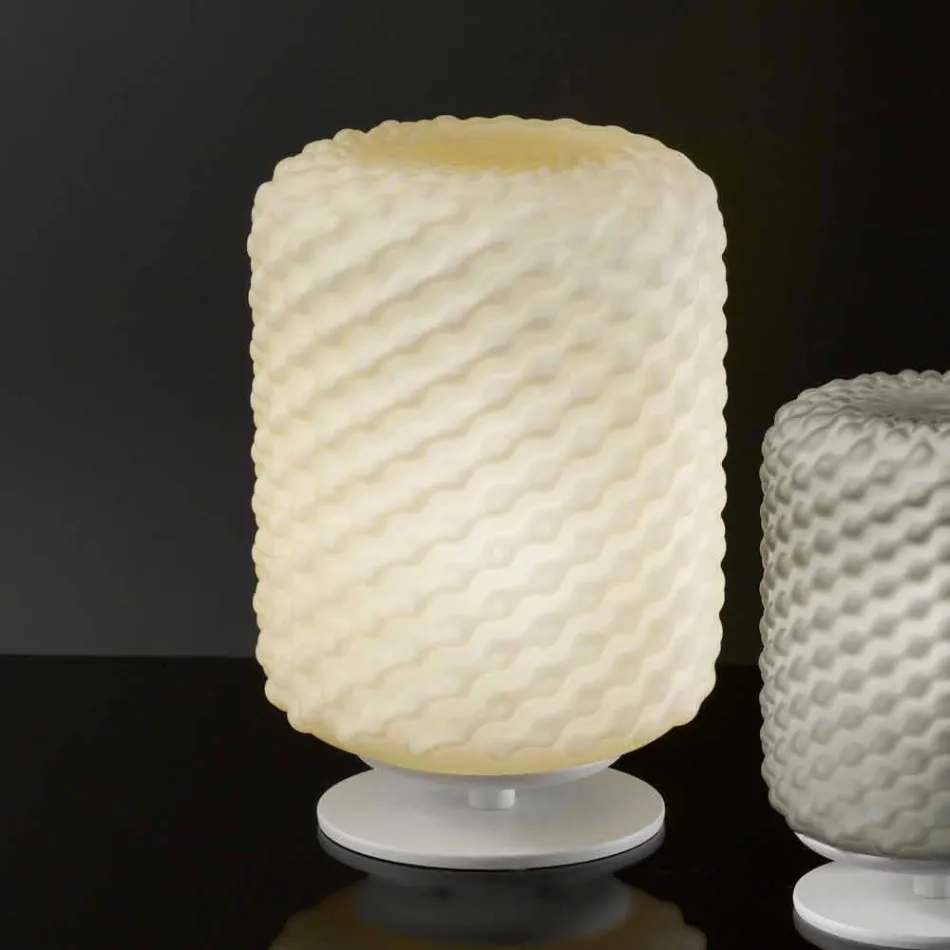 Selene lampe de table Domino Ø21 H30cm, verre soufflé made in Italy Viadurini