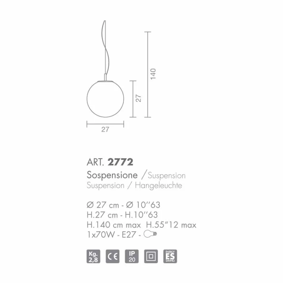 Selene Domino lustre verre soufflé à la main Ø27 H 27 / 140cm Viadurini
