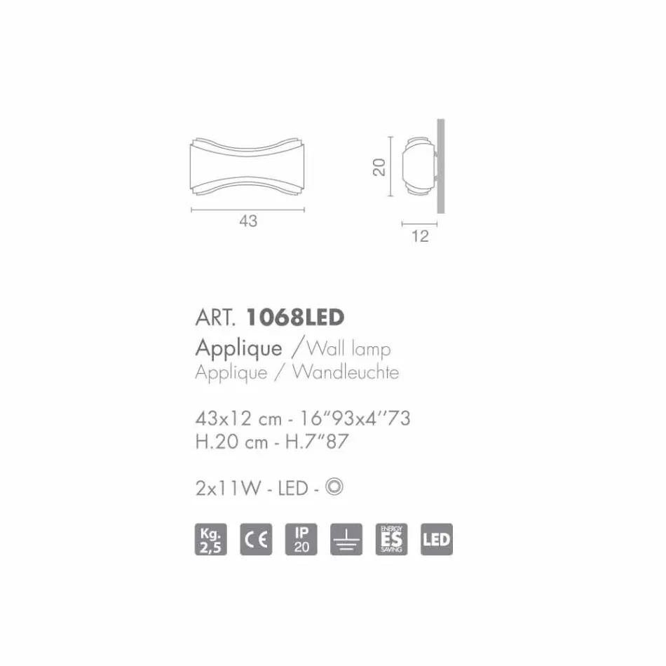 Selene Ionica acier appliqué et fait à la main en verre 43x12 H 20cm Viadurini