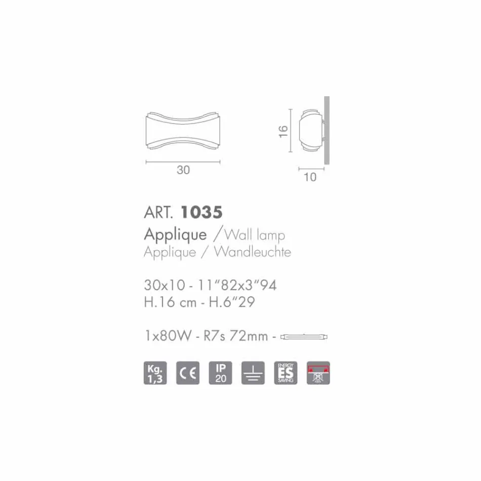 Selene lampe murale Ionica fabriqué en Italie, 30x10 H16cm, le verre et l&#39;acier Viadurini