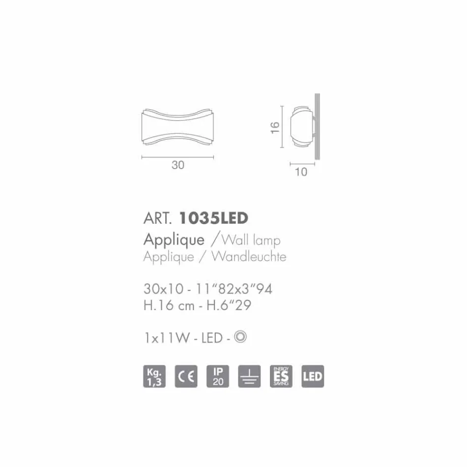 Selene lampe murale Ionica fabriqué en Italie, 30x10 H16cm, le verre et l&#39;acier Viadurini