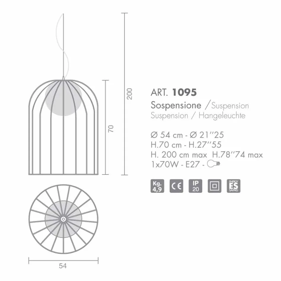 Selene Kluvì lampe suspension verre soufflé Ø54 H 70 / 200cm Viadurini