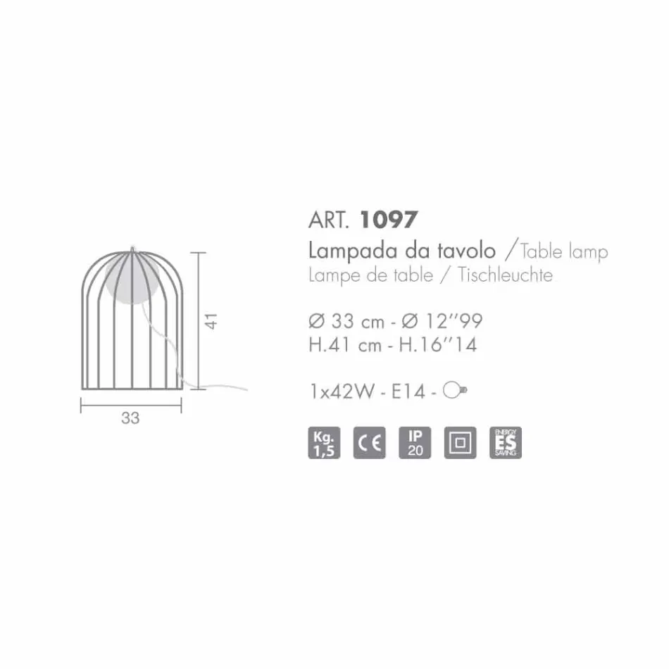Selene Kluvì Lampe de table contemporaine en verre soufflé Ø33 H41cm Viadurini