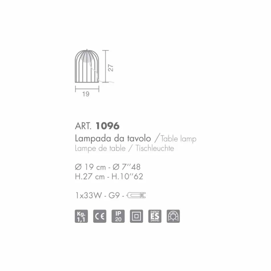 Selene Kluvì lumetto verre soufflé et métal Ø19 H 27cm Viadurini