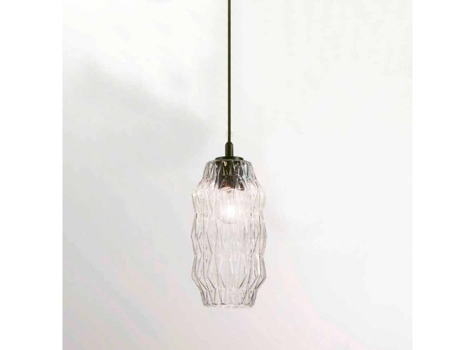Selene lampe suspension Origami verre soufflé Ø16 H 30 / 140cm Viadurini