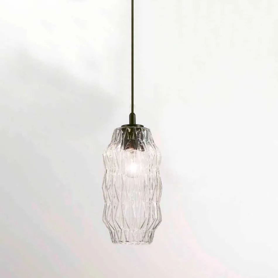 Selene lampe suspension Origami verre soufflé Ø16 H 30 / 140cm Viadurini
