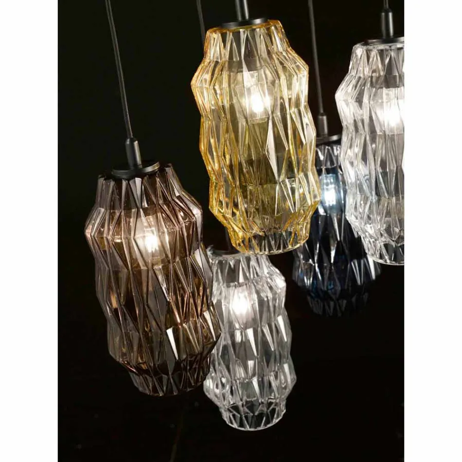 Selene lampe suspension Origami verre soufflé Ø16 H 30 / 140cm Viadurini