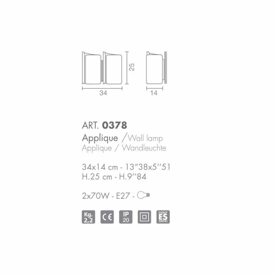 Selene Papiro verre satin 34x14 H25cm Appliqué Made in Italy Viadurini