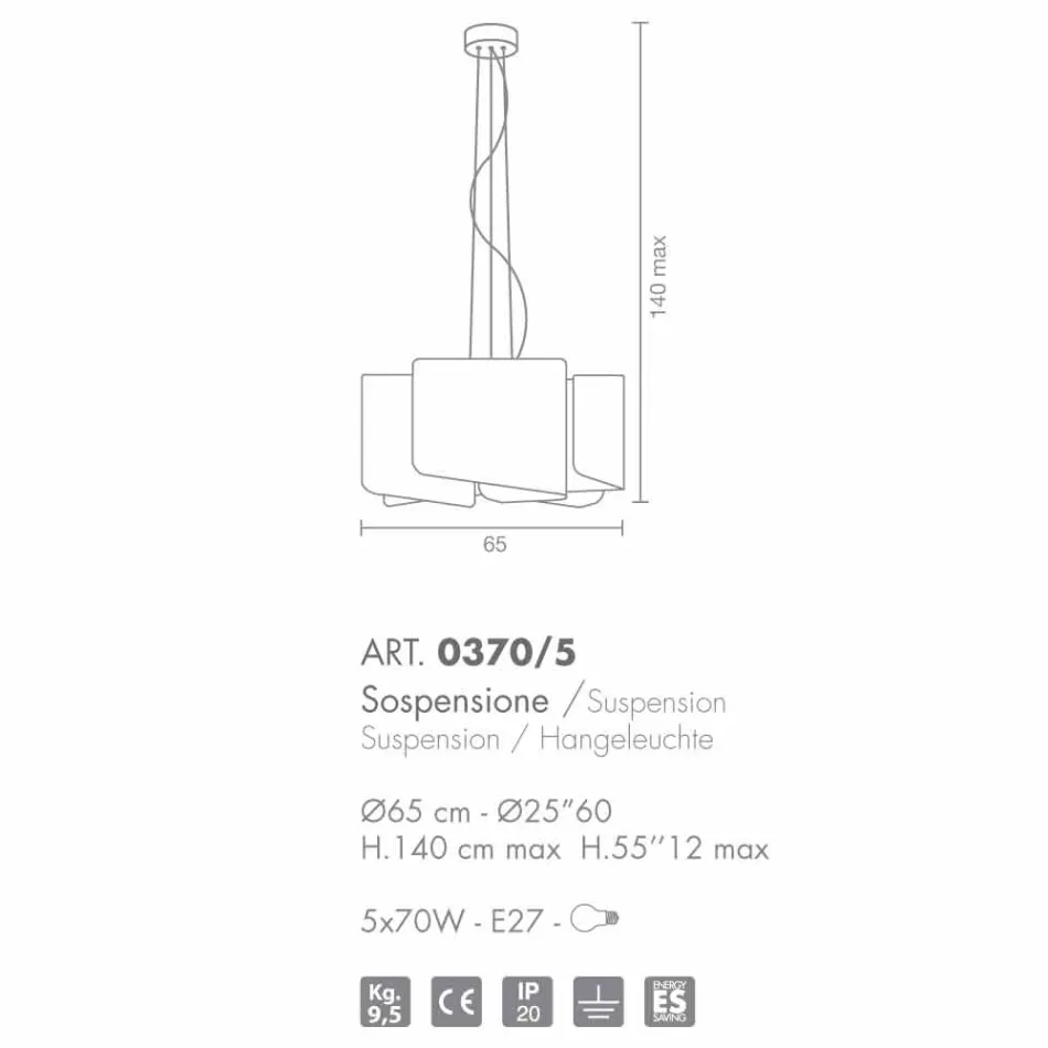 Lampe suspension de cristaux blancs Selene Papiro Ø65 x H 140 cm Viadurini