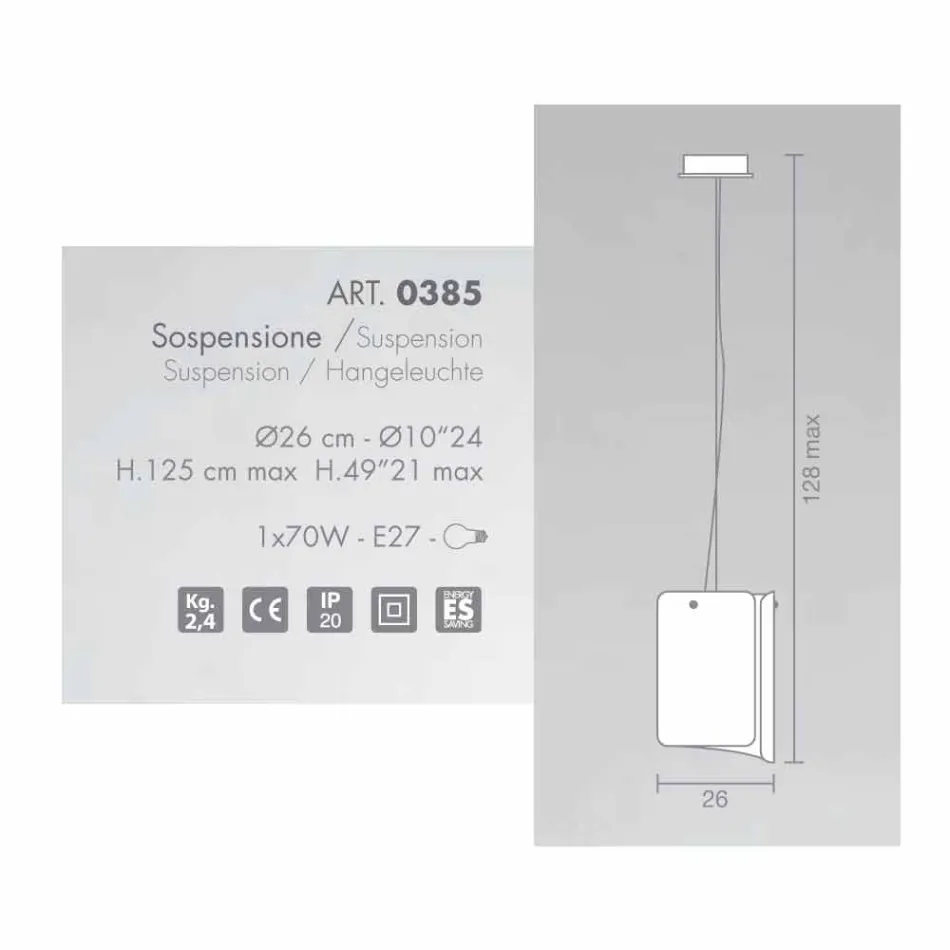 Selene Papyrus lampe moderne pendentif en cristal Ø26 H 125cm Viadurini