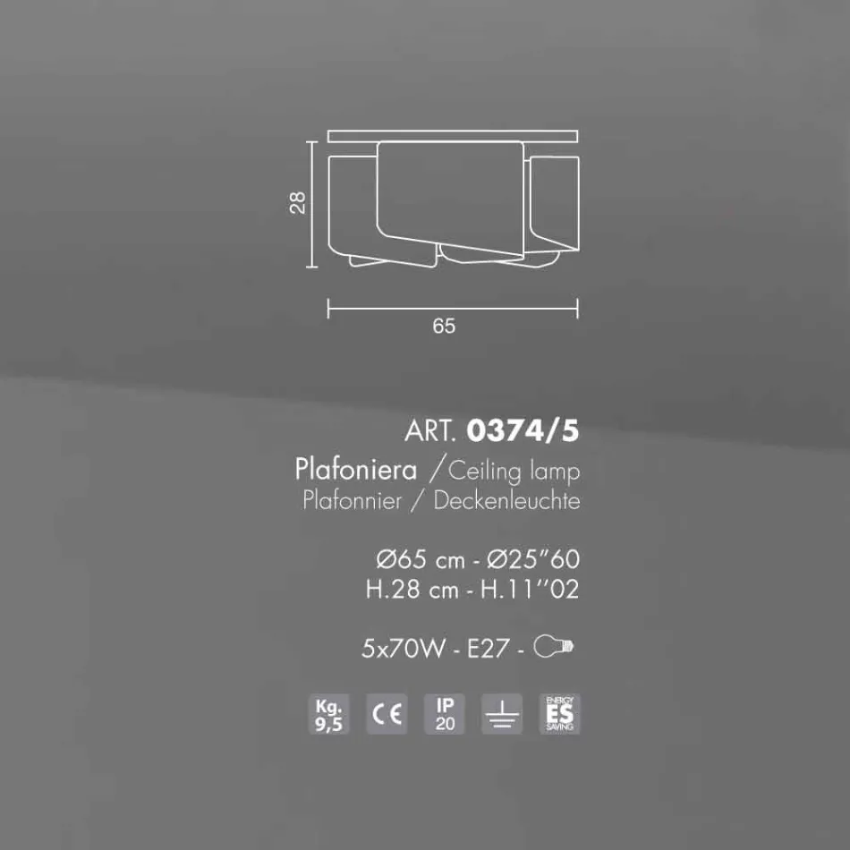 plafonnier Selene Papiro cristal moderne Ø65 H28cm, made in Italy Viadurini