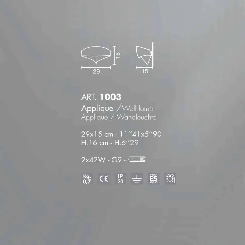 lampe murale moderne Selene made in Italy Bouclier 29x15xH16 cm Viadurini