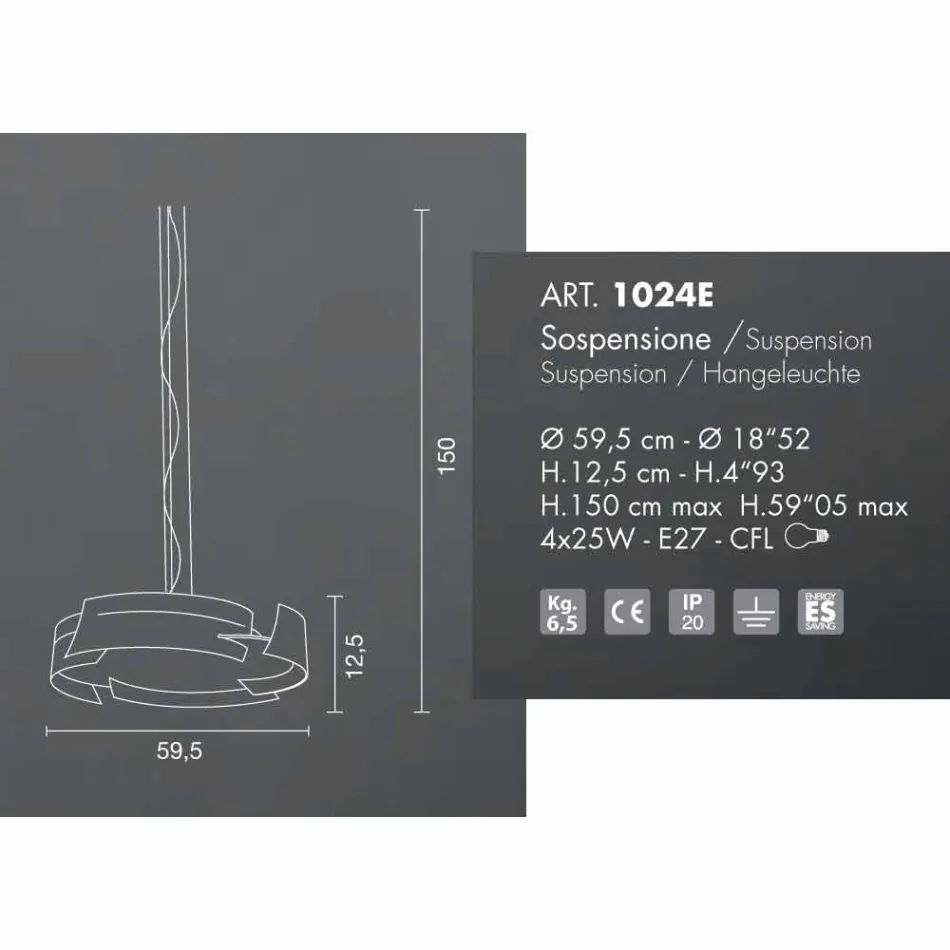 Selene Vultur lampe suspension Ø59,5 H 12,5 / 150 cm made in Italy Viadurini