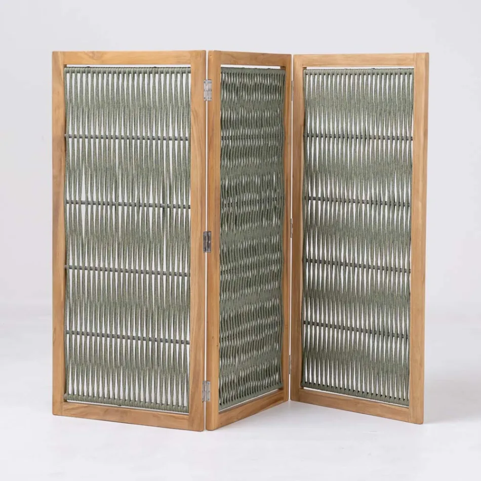 Séparateur extérieur en Teck, Aluminium et Tissage de Corde - Vision Viadurini