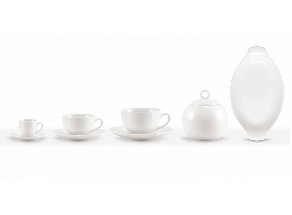 Ensemble de 18 tasses à thé avec sucrier et plateau en porcelaine - Lucerne Viadurini