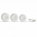Ensemble de 24 assiettes en porcelaine blanche de design classique - Romilda